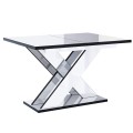 Stół nowoczesny KAO biały połysk z czarnymi obrzeżami-złożony.