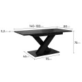 Wymiary stołu BONX czarny marmur czarny.