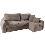 Narożnik z funkcją spania jasny brąz  252 cm GLOW