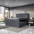 Łożko nowoczesne boxspring ciemnoszare DUKE-otwarte.