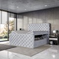 Łożko nowoczesne boxspring jasnoszare DUKE-otwarte.