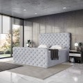 Łożko nowoczesne boxspring jasnoszare DUKE-zamknięte.