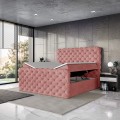 Łożko nowoczesne boxspring różowe DUKE-otwarte.