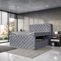 Łożko nowoczesne boxspring szare DUKE-otwarte.