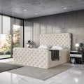 Łożko nowoczesne boxspring kremowe DUKA-zamknięte.