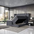 Łóżko boxspring tapicerowane ciemnoszare MANUEL-otwarte.