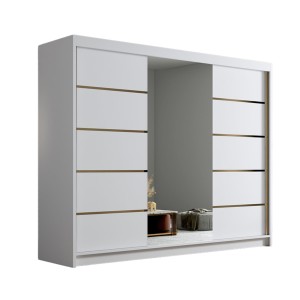 Szafa przesuwna biała z lustrem 250 cm LAMBI VI