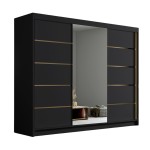 Szafa przesuwna z lustrem LAMBI VI czarny mat 250 cm 