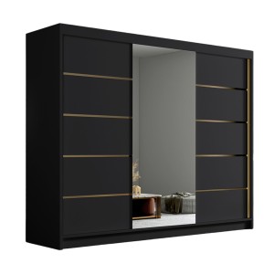 Szafa przesuwna z lustrem LAMBI VI czarny mat 250 cm 