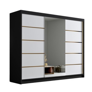 Szafa przesuwna 250 cm biały czarny LAMBI VI z lustrem