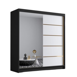 Szafa z lustrem 180 cm biały czarny mat BELLI III 