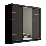 Szafa przesuwna DAVO  VI 200 cm czarny mat szprosy 