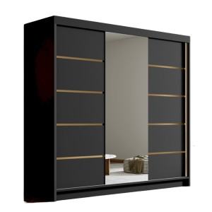 Szafa przesuwna DAVO  VI 200 cm czarny mat szprosy 