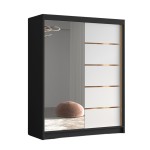 Szafa przesuwna biały czarny 150 cm FLAVI III z lustrem