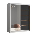 Szafa z lustrem 150 cm FLAVI III czarny biały mat