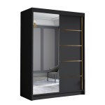 Szafa z lustrem przesuwna 120 cm LUNGA III czarny mat