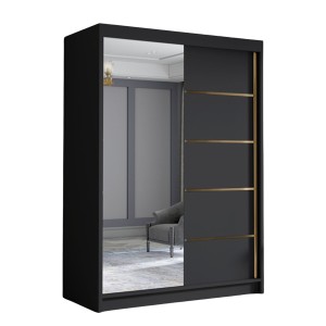 Szafa z lustrem przesuwna 120 cm LUNGA III czarny mat
