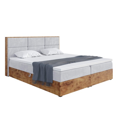 Łóżko jasnoszary kontynentalne WOODIN2-złożone.