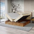 Łóżko boxspring beżowe z pojemnikiem WOODIN 2-otwarte.