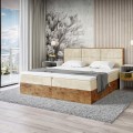 Łóżko boxspring beżowe z pojemnikiem WOODIN 2-zamknięte.