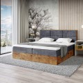 Łóżko boxspring ciemnoszare z pojemnikiem WOODIN 2-zamkniete.