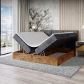 Łóżko boxspring ciemnoszare z pojemnikiem WOODIN 2-zamknięte.