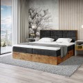 Łóżko boxspring czarne z pojemnikiem WOODIN 2-zamknięte.