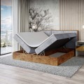 Łóżko boxspring jasnoszare z pojemnikiem WOODIN 2-otwarte.