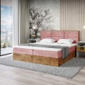 Łóżko boxspring różowe z pojemnikiem WOODIN 2-zamknięte.