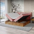 Łóżko boxspring różowy z pojemnikiem WOODIN 2-otwarte.
