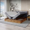 Łóżko boxspring szare z pojemnikiem WOODIN 2-otwarte.