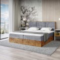 Łóżko boxspring szare z pojemnikiem WOODIN 2-zamknięte.