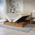 Łóżko beżowe boxspring dwuosobowe WOODIN 3-otwarte.