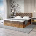 Łóżko brązowe boxspring dwuosobowe WOODIN 3-zamknięte.