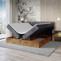 Łóżko ciemnoszare boxspring dwuosobowe WOODIN 3-otwarte.