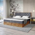 Łóżko ciemnoszary boxspring dwuosobowe WOODIN 3-zamknięte.