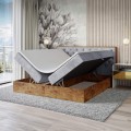 Łóżko jasnoszare boxspring dwuosobowe WOODIN 3-otwarte.