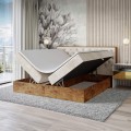 Łóżko kremowe boxspring dwuosobowe WOODIN 3-otwarte.