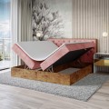 Łóżko różowe boxspring dwuosobowe WOODIN 3-otwarte.