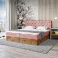 Łóżko różowe boxspring dwuosobowe WOODIN 3-zamknięte.