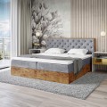 Łóżko szare boxspring dwuosobowe WOODIN 3-zamknięte.