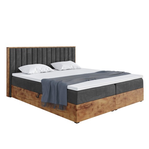 Łóżko czarny boxspring do sypialni woodin 4-założony.