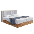 Łóżko jasnoszare boxspring do sypialni woodin 4-zamknięty.
