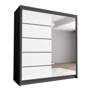 Szafa z lustrem 180 cm do przedpokoju HUGA III drążek półki