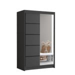 Szafa przesuwna czarna 120 cm z lustrem FIDO III