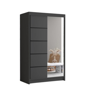 Szafa przesuwna czarna 120 cm z lustrem FIDO III