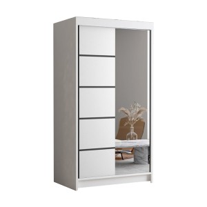 Szafa przesuwna LIWIO III 100 cm z lustrem biała