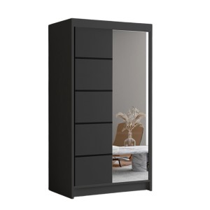 Szafa przesuwna czarny mat lustro LIWIO III 100 cm 