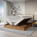 Łóżko kremowe boxspring z pojemnikami WOODIN 8-otwarte.