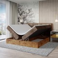 Łóżko brązowe boxspring z pojemnikami WOODIN 8-otwarte.